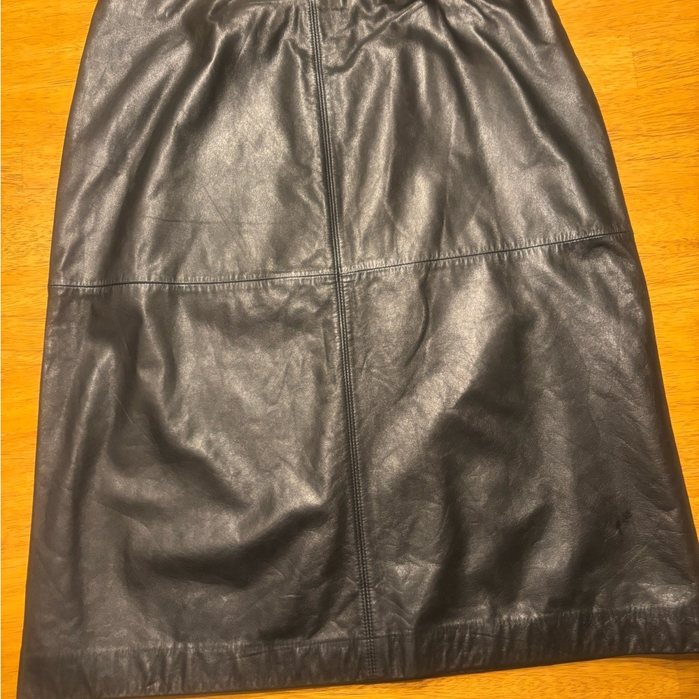 Ann Taylor Black Leather Skirt